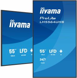 iiyama LH5564UHS-B1AG Signage Display Digital signage flat panel 139.7 cm [55"] Wi-Fi 500 cd/m² 4K Ultra HD Black Built-in processor Android 24/7 (55" PROLITE LH5564UHS-B1AG Commercial Display - 5...