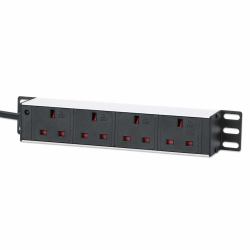 Intellinet 10" 1U PDU 4-way UK, With Indicator, Rackmount, Power Distribution Unit, UK 3-pin outlets, 3m power cord, output (10IN PDU 1U 4-WAY UK AC PLUGS- - PLUGS-INDICATOR LIGHT)
