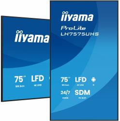 iiyama LH7575UHS-B2AG Signage Display Digital signage flat panel 190.5 cm [75"] LCD Wi-Fi 500 cd/m² 4K Ultra HD Black Built-in processor Android 11 24/7 (iiyama 75' 4K UHD Professional Digital Sig...