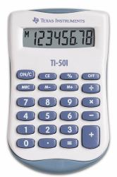 Texas Instruments TI-501 calculator Pocket Basic Blue, White (Texas TI-501 calculator blisterpacked)