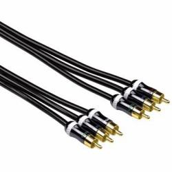 Hama ProClass YUV Cable, 3 RCA - 3 RCA, metal, 1.5 m component [YPbPr] video cable 3 x RCA Black (HAMA YUV Kabel 3 Phono-3 Phono 1,5m)