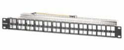 Intellinet 19" 48-Port Shielded Blank Patch Panel, 1U, Unloaded 19-inch Rackmount Keystone Panel for High-density Installations, Removable Cable-Management Bar, Black (BLANK PATCH PANEL 48-PORT- - ...