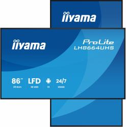 iiyama LH8664UHS-B3AG Signage Display Digital signage flat panel 2.17 m [85.6"] Wi-Fi 500 cd/m² 4K Ultra HD Black Built-in processor Android 24/7 (86" ProLite LH8664UHS-B3AG Commercial Display - 8...