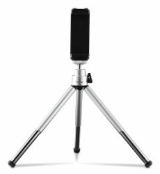 Hama Fancy 2in1 Mini Tripod for Mobile Phone & Camera [¼], Travel Tripod, 16cm, silver (FANCY 2IN1 MINI TRIPOD 16CM SILVER)