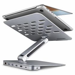 Axagon HMC-STND Multi-port USB-C 5Gbps hub and aluminum stand for laptops. HDMI 4k/60Hz, GLAN, PD and 3 USB-A ports. USB-C cable 60 cm. (AXAGON HMC-STND USB hub 6in1 stand)
