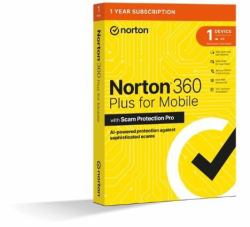 Norton 360 Plus for Mobile - 1 User / 1 Device / 12 Months Antivirus security Commercial 1 license[s] 1 year[s] (Norton 360 Plus Mobile 1 Device 1-year Subscription, Includes Secure VPN, Password M...