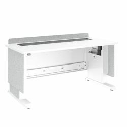 Middle Atlantic Products Forum™ Lectern, 60" Wide, Electrically Height Adjustable, Wilsonart® Designer White, White Powdercoat, Silver Gray Felt with Power for Switzerland (FM LECTERN 6027 HTADJ...