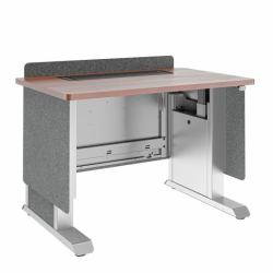 Middle Atlantic Products Forum™ Lectern, 42" Wide, Electrically Height Adjustable, Wilsonart® Biltmore Cherry, Magnesium Powdercoat, Charcoal Gray Felt with Power for Switzerland (FM LECTERN 422...