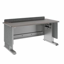Middle Atlantic Products Forum™ Lectern, 60" Wide, Electrically Height Adjustable, Wilsonart® Asian Night, Graphite Powdercoat, Charcoal Gray Felt with Power for Switzerland (FM LECTERN 6027 HTA...