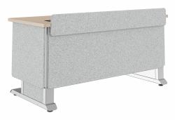 Middle Atlantic Products Forum™ Lectern, 60" Wide, Electrically Height Adjustable, Wilsonart® Kensington Maple, Magnesium Powdercoat, Silver Gray Felt with Power for UK (FM LECTERN 6027 HTADJ E1...