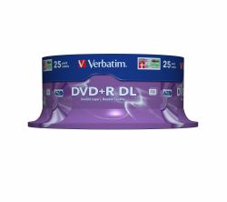 Verbatim DVD+R Double Layer 8x Matt Silver 25pk Spindle (VERBATIM DVD+R DL 8.5GB 8X MATT SILVER SURFACE 25 PK SPINDLE)
