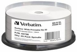 Verbatim BD-R SL 25GB 6x Wide Printable 25 Pack Spindle - No ID Brand (Verbatim BD-R Single Layer 256GB 6X DL+ Printable 25 Pack)
