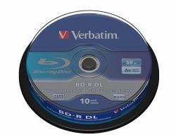 Verbatim 43746 blank Blu-Ray disc BD-R 50 GB 10 pc[s] (Verbatim BD-R Dual Layer 50GB 6X White Blue Surface 10 Pack)