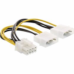 InLine Power adaptor cable, 2x 5.25" male / 8pin PCI-Express male, 0.15m (inLine ATX Stromadapter 2x 5.25" -> 8-pin [PCIe])