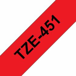 Brother TZE-451 label-making tape Black on red TZ (TZE-451 LAMINATED TAPE 24MM 8M - BLACK ON RED)