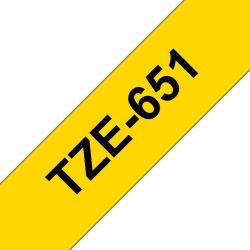Brother Labelling Tape 24mm (TZE-651 LAMINATED TAPE 24MM 8M - BLACK ON YELLOW)