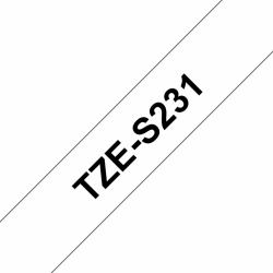 Brother Extra Strength Adhesive Tape (TZE-S231 LAMINATED TAPE M 8M 8M - BLACK ON WHITE EXTRA-STRONG)