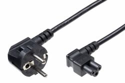 Microconnect PE010830A power cable Black 3 m C5 coupler CEE7/7 (Power Cord CEE 7/7 - C5 3m - Angled CEE7, Black, - H05VV-F3x1mm2 CU, Male-Female - Warranty: 300M)
