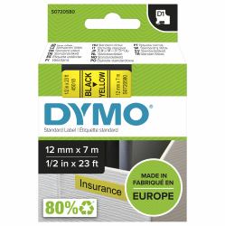 DYMO Authentic D1 Labels | Black Print on Yellow Tape | 12 mm x 7 m | Self-Adhesive Labels for LabelManager Label Makers | Made in Europe (Dymo 4500 Tape Blk/Yell 45018/ DYMO 12MM X 7M BLACK ON YEL...