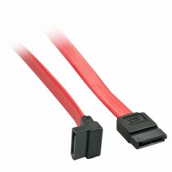 Lindy 0.7m Internal SATA III cable, 90° (Lindy 33352 0.7m SATA [7 Pin] to 90 Deg SATA [7 Pin] Cable - Red/Black, Compatible With SATA III And Backwards Compatible With SATA I And II, 10 Year Warra...