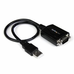 StarTech.com 1 ft USB to RS232 Serial DB9 Adapter Cable with COM Retention - TAA (USB TO RS-232 ADAPTER WITH - COM PORT RETENTION SETTINGS)