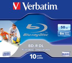 Verbatim 43736 blank Blu-Ray disc BD-R 50 GB 10 pc[s] (VERBATIM BD-R DUAL LAYER 50GB 6X WIDE PRINTABLE NO ID SURFAC)