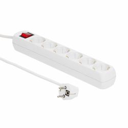 Microconnect GRU0063W power extension 3 m 6 AC outlet[s] Indoor White (6-way Schuko Socket 3M White - With ON/OF switch and - child protection - Warranty: 300M)